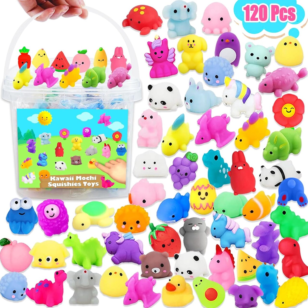 120-Pack Mochi Squishy Toys – Kawaii Mini Squishies for Kids, Party Favors, Stress Relief Toys, Classroom Prizes, Christmas & Easter Goodie Bag Fillers, Birthday Gifts (Random Assortment)